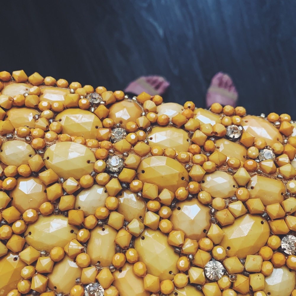 Anthropologie Beaded Clutch (Mustard color)